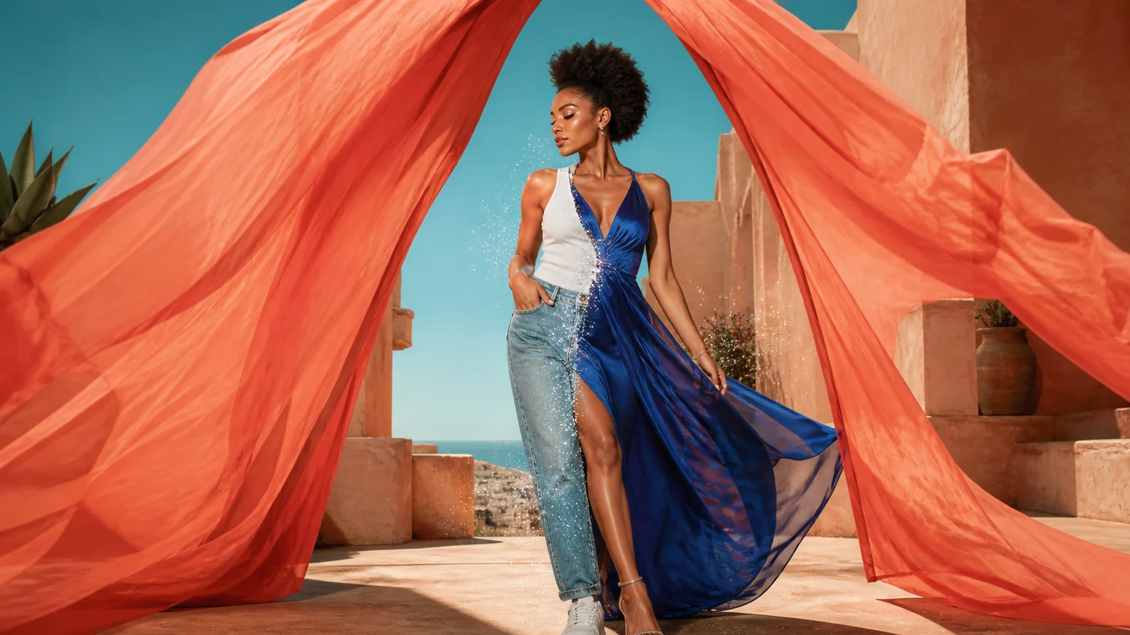 Style transformations: Build before-and-after or casual-to-event outfit transitions.